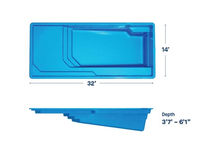 Latham Fiberglass Rectangular Shaped Pools Apollo 14 